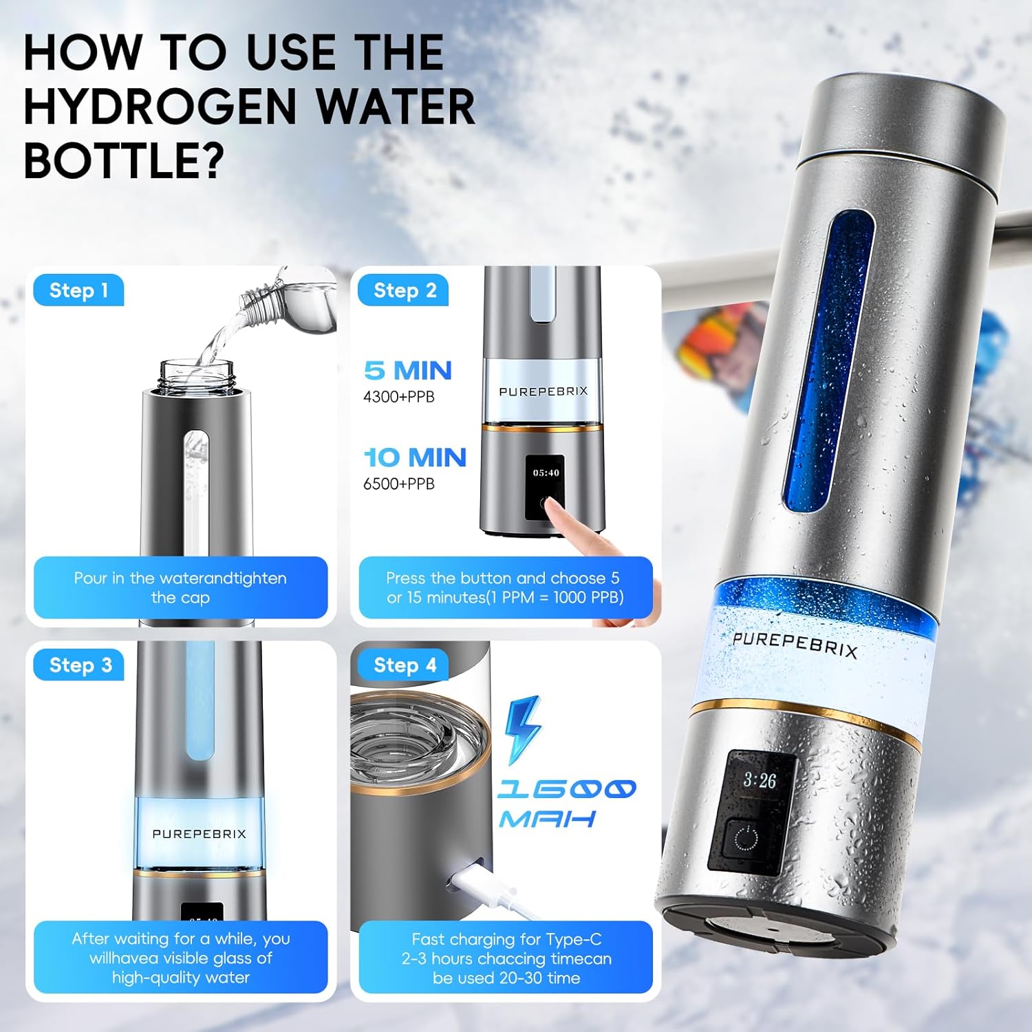 Thumbnail 6 de PUREPEBRIX H8000 Hydrogen Bottle 8100 PPB