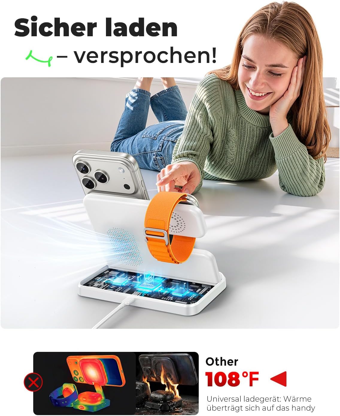 Thumbnail 5 de JARGOU 3-in-1 Ladestation, 18W Wireless Charging