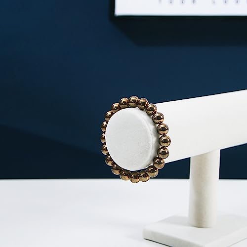 Detalle de Coward Armbandhalter mit T-Stange, Schmuck-Display in Beige – handgefertigter Organizer für Zuhause, Laden und Showroom