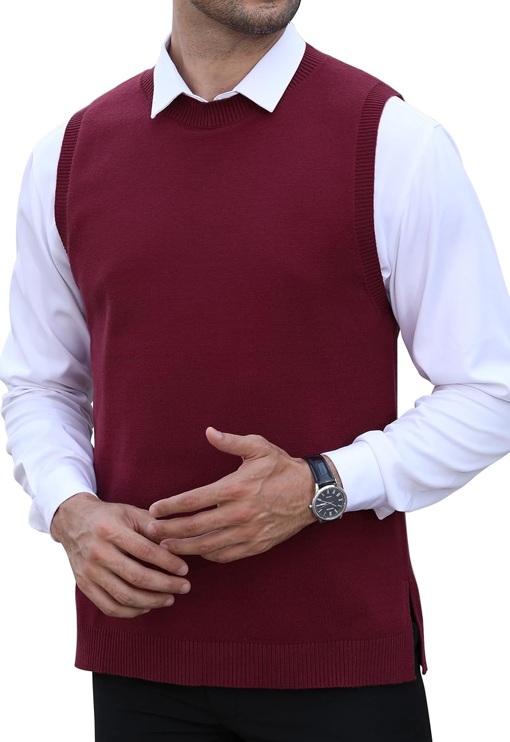 Detalle 2 de KUYIGO Herren Strickweste mit Rundhals
