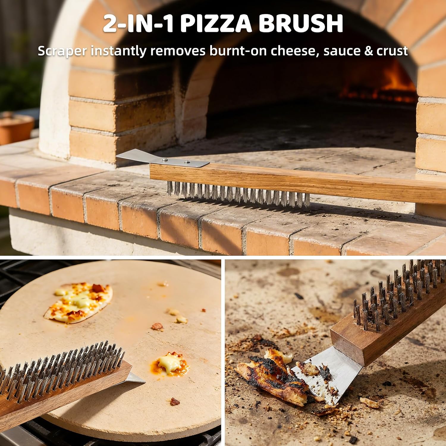 Detalle de 8-teiliges Pizza-Set mit Pizzaschieber, Ofenbürste und mehr – Alles für perfektes Backen im Ofen oder Gasgrill