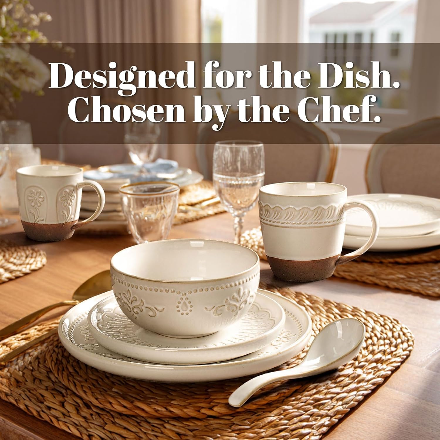 Thumbnail 6 de Artena 16-Piece Ceramic Dinnerware Set for 4 (Plates, Bowls & Soup Spoons)