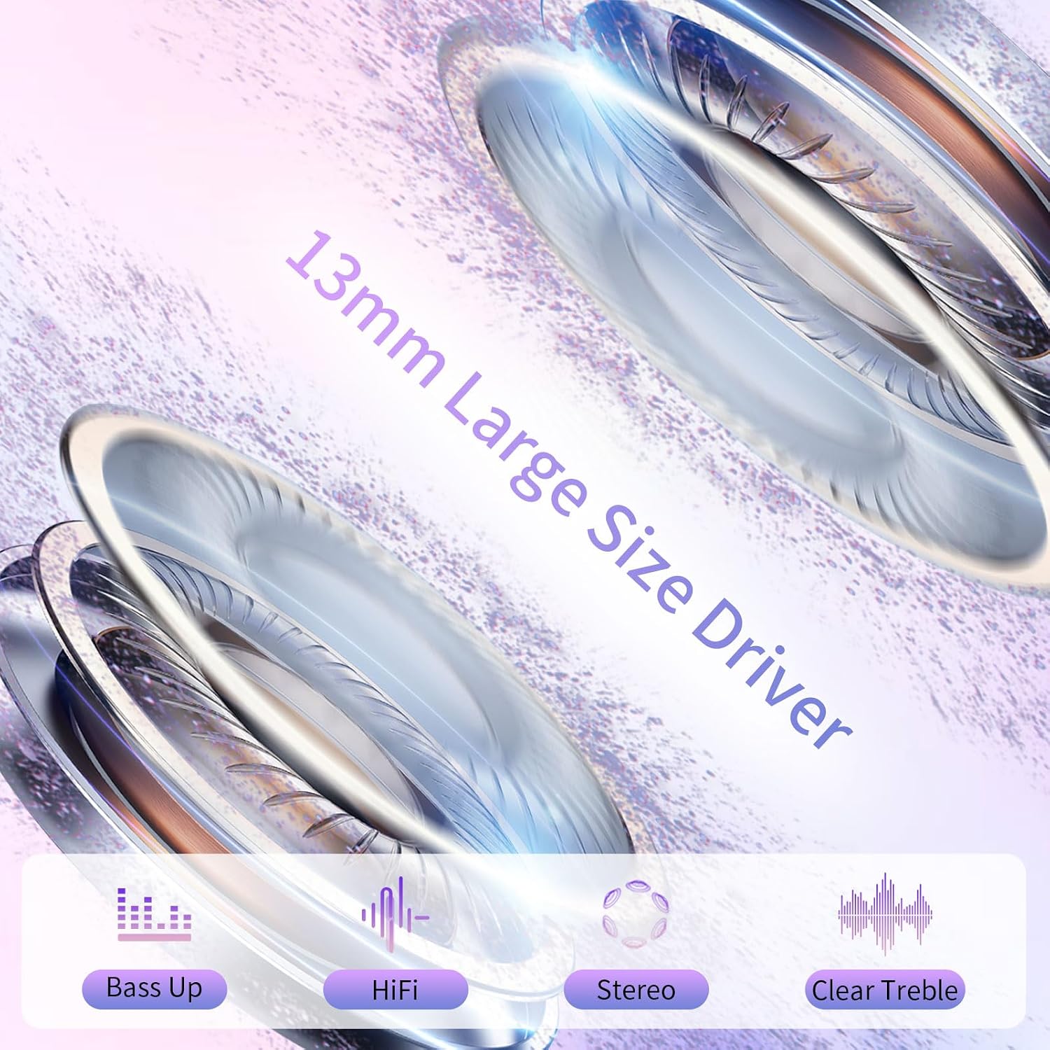 Thumbnail 1 de Wireless Earbuds with Bluetooth 5.4: Hi‑Fi Stereo, 48h Battery, IPX7, Purple
