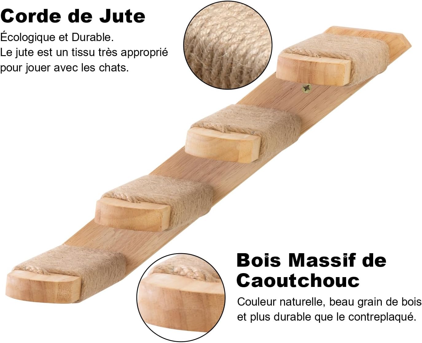 Thumbnail 2 de FUKUMARU Étagère d’escalade murale pour chat à quatre marches avec griffoir en jute