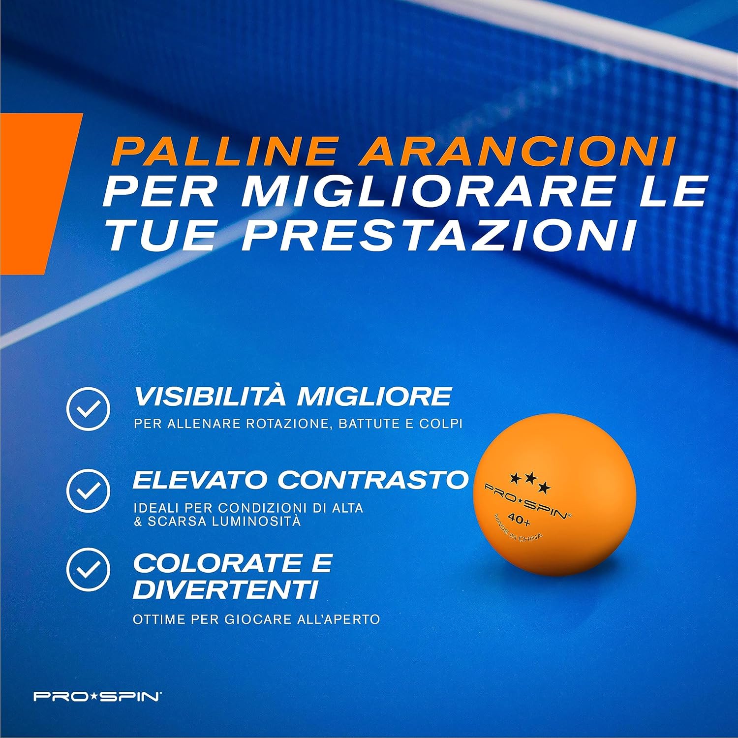 Detalle de PRO-SPIN Palline da Ping Pong arancioni 3 stelle 40+