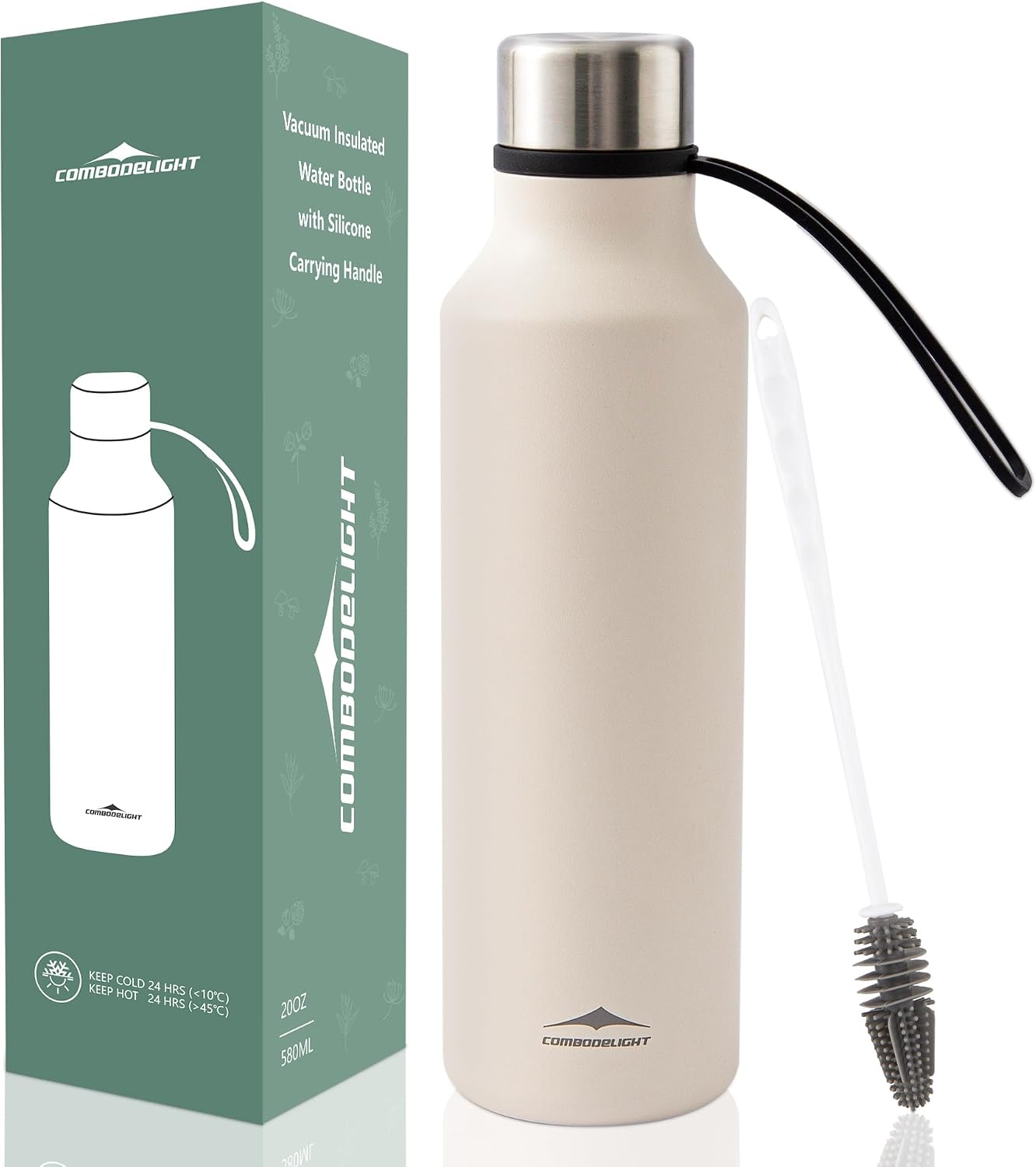 Detalle de Combo Delight Edelstahl-Trinkflasche 580 ml (kohlensäuregeeignet) – auslaufsichere Isolierflasche für unterwegs