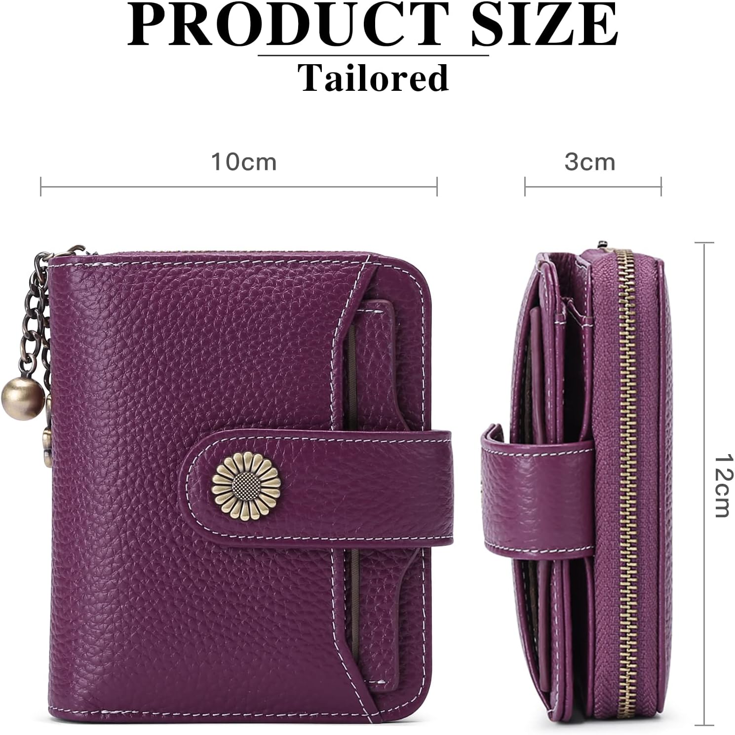Detalle 2 de SENDEFN Genuine Leather Small Bifold Wallet with RFID Protection