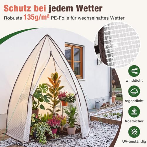 Detalle de Sekey Winterschutz Gewächshaus 180×160×160 cm – robustes Foliengewächshaus für Garten und Balkon