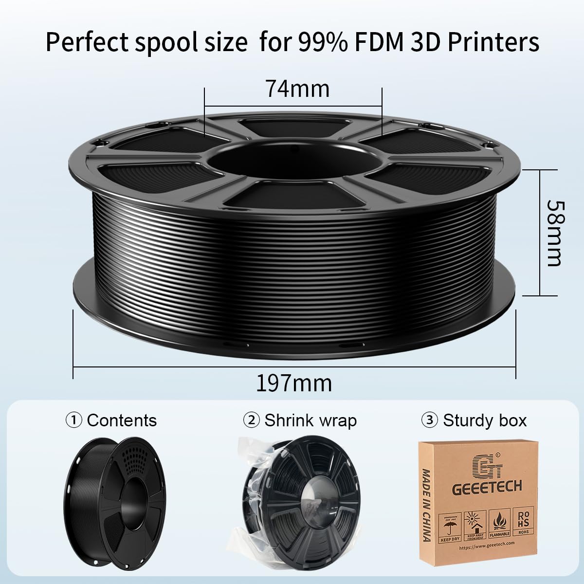 Thumbnail 2 de GEEETECH PETG Filament 1,75 mm Schwarz 1 kg