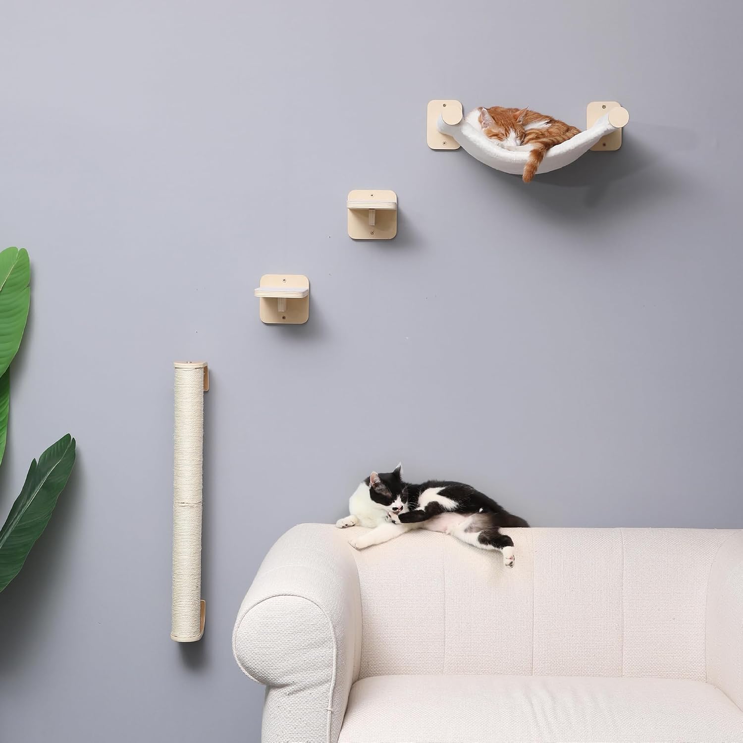 Detalle de FUKUMARU Griffoir pour Chat à 71 cm – Grattoir mural en sisal, poste vertical robuste