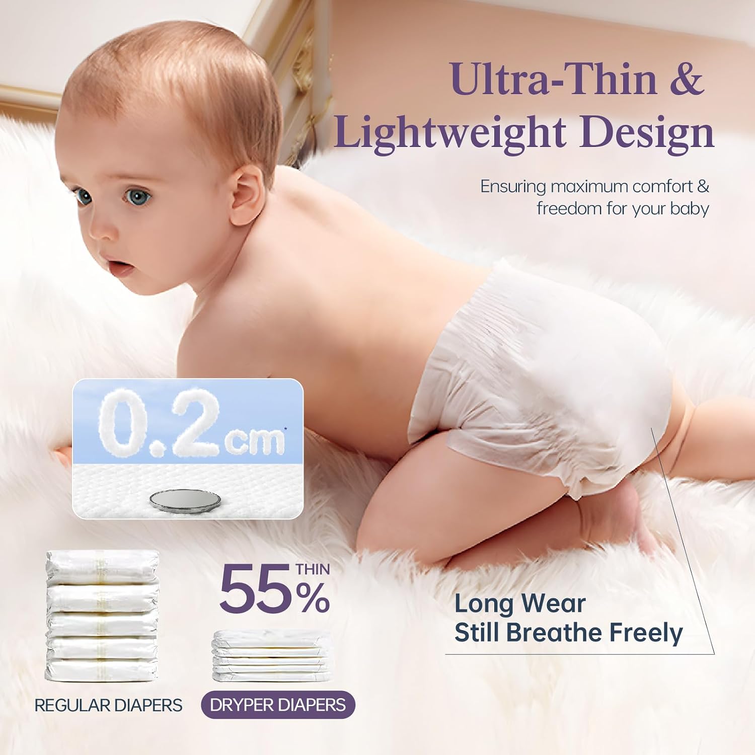Detalle de Dryper Baby Nappies Size 4 (10-15kg) – Ultra-Thin, Hypoallergenic, 23 Count
