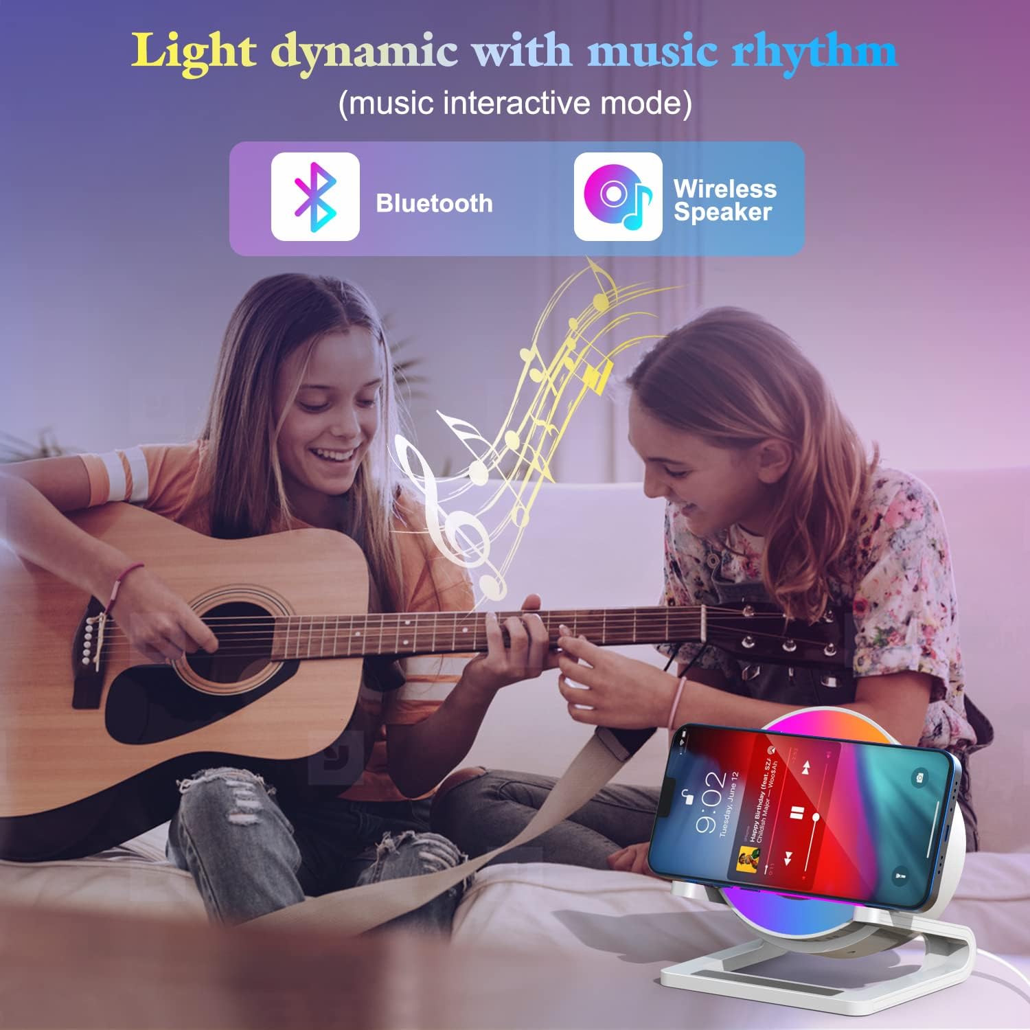 Detalle de Bluetooth Lautsprecher Nachtlicht mit Induktion