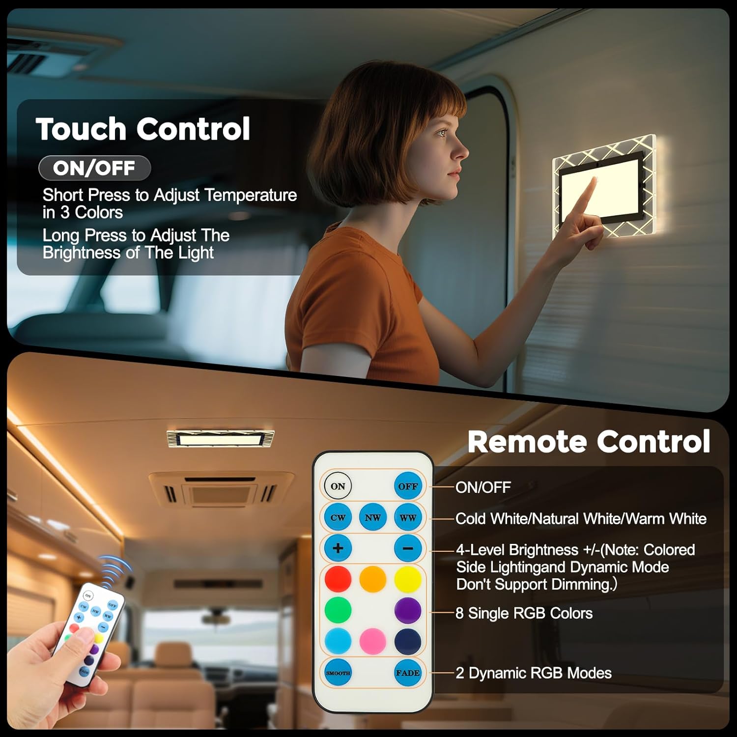 Thumbnail 5 de Kriogor 12V LED Caravan Interior Lights with 8 Multi-Colour Side Light and 3 Colour Temperatures