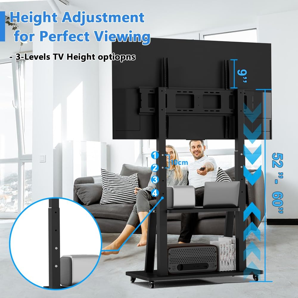 Detalle de Soporte TV con ruedas 42–100 pulgadas