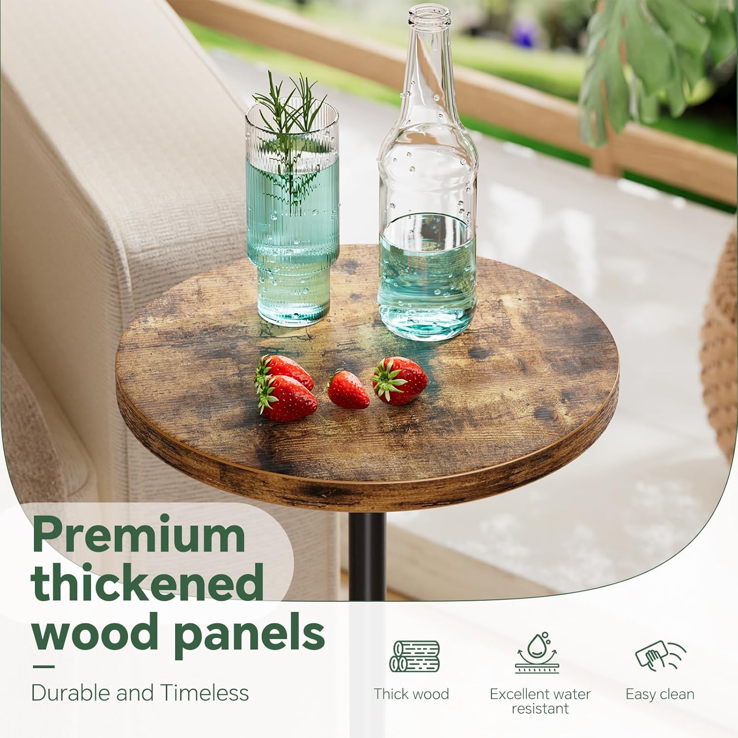 Thumbnail 3 de Simple Trending Small Round Side Table: Rustic Charm Meets Space-Saving Stability