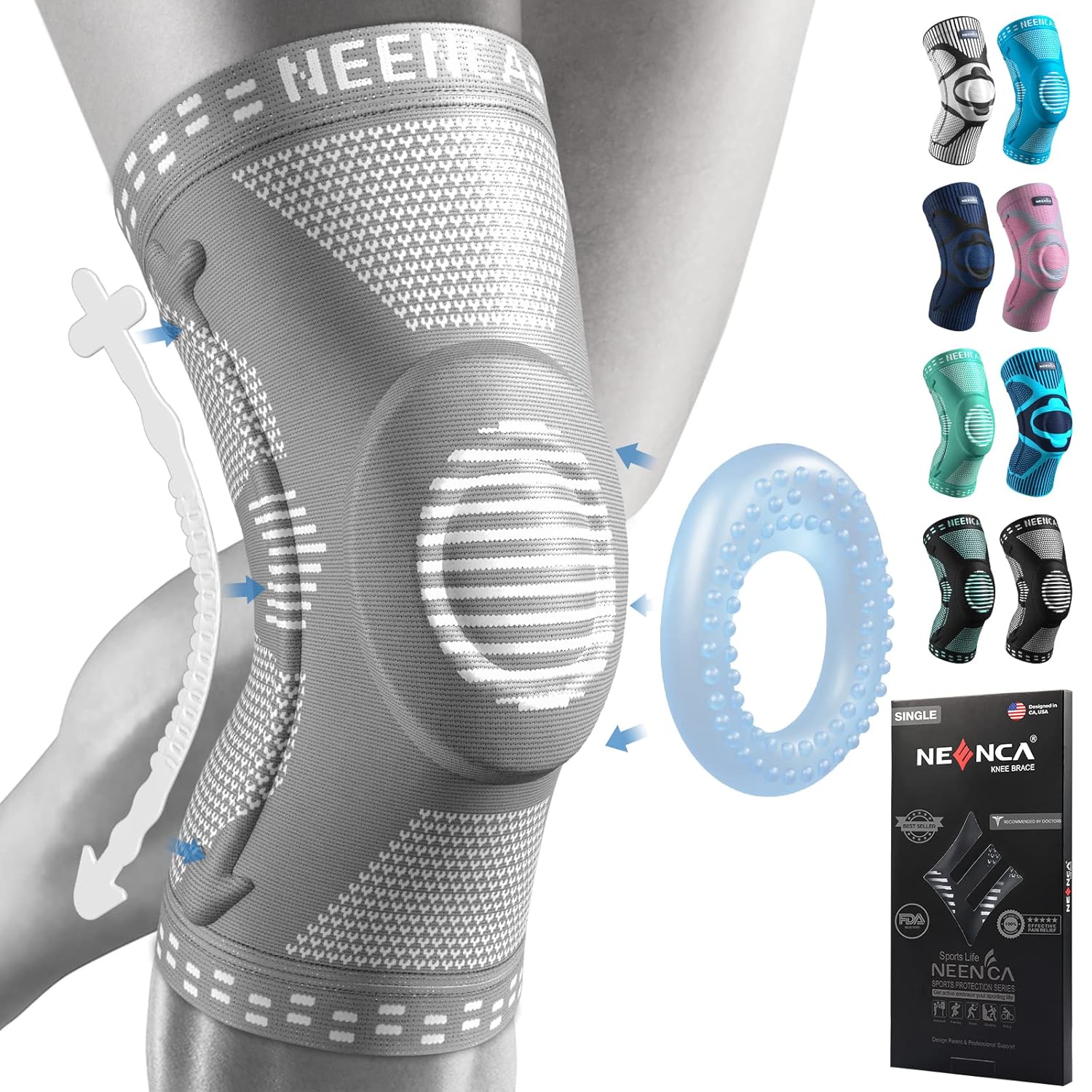 Thumbnail 6 de NEENCA Knee Brace with Patella Gel Pad and Side Stabilizers – Medical-Grade Knee Support for Running and Injury Recovery