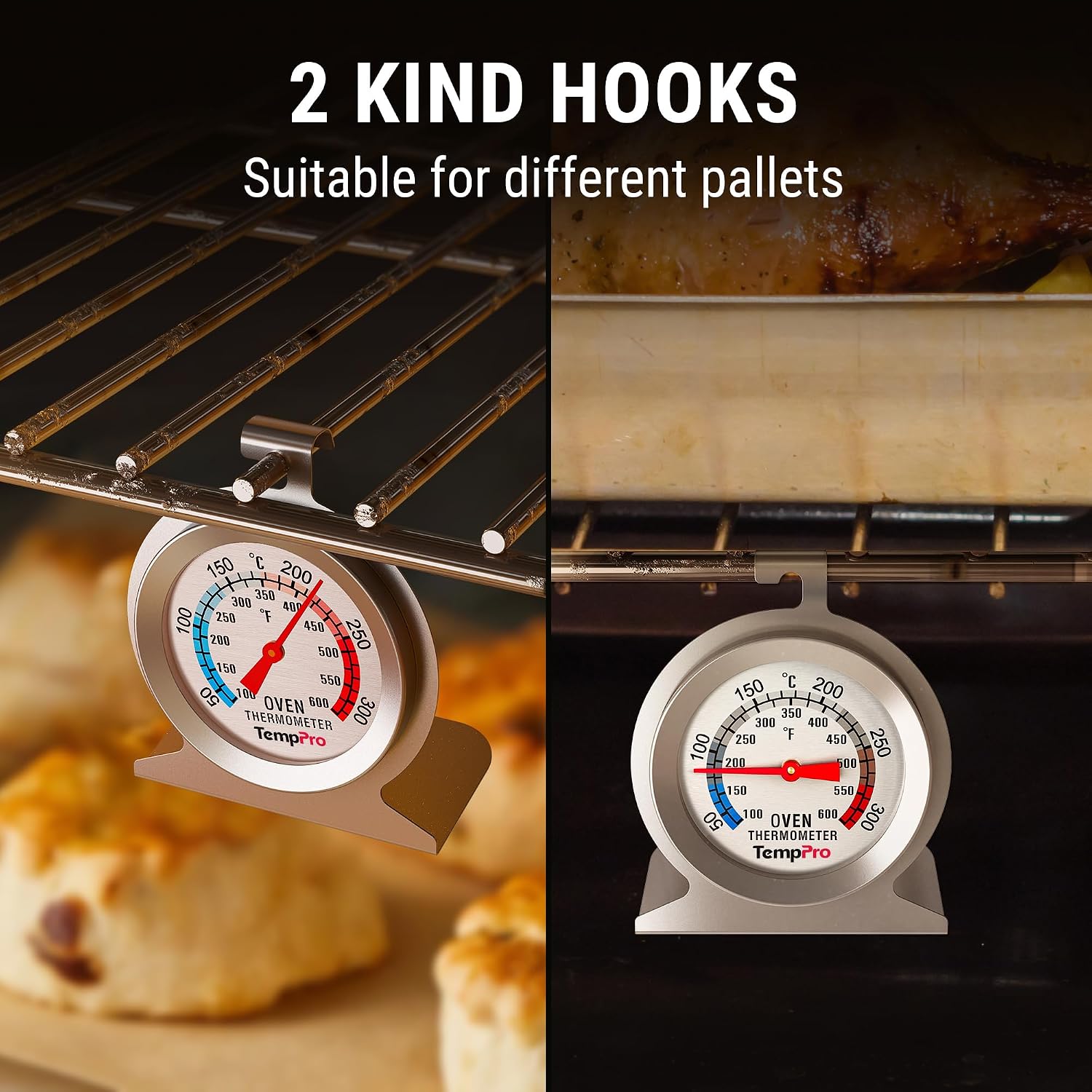 Detalle de ThermoPro oven thermometer with stainless steel dial and tempered glass (inside oven temperature gauge)
