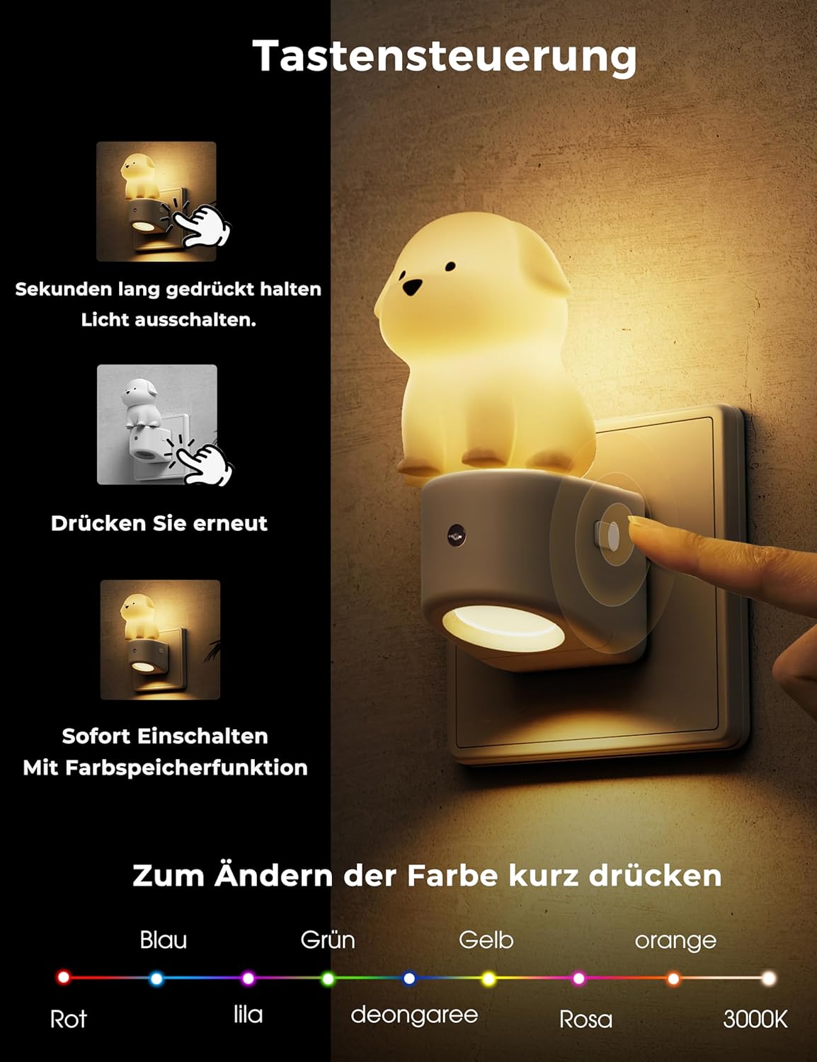Thumbnail 1 de LOHAS-LED Nachtlicht Steckdose: 3D Welpen-Nachtlicht mit Dämmerungssensor