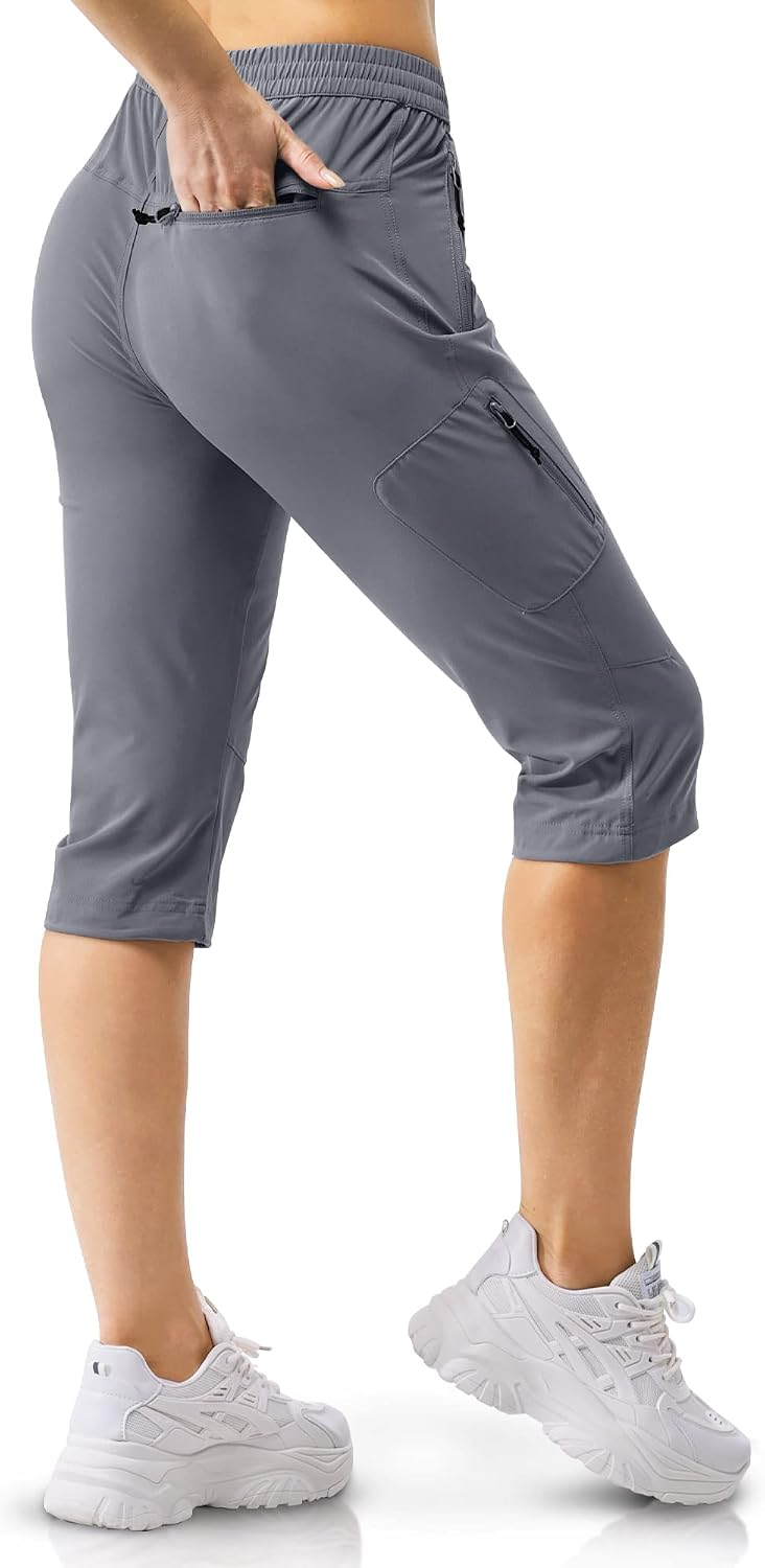 Detalle de 33,000ft Damen 3/4 Hose Capri Wanderhose – Leichtes, stretchiges Outdoor-Outfit mit Taschen