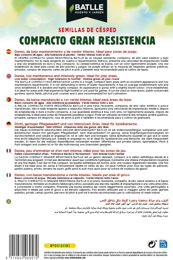Thumbnail 1 de Semillas Batlle Césped Compacto y Resistente - 1 kg 🌱