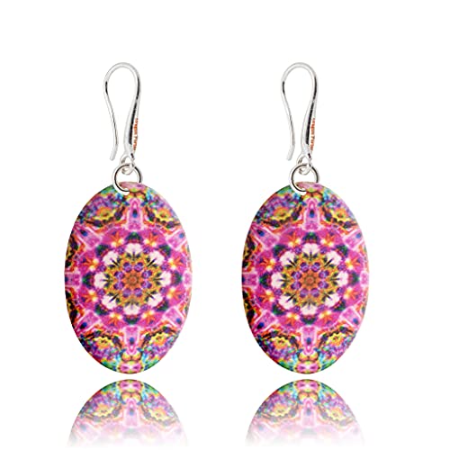 Detalle de Boho Grosse Rond Boucles d'Oreilles Pendantes Mandala Design Léger – Dragon Porter