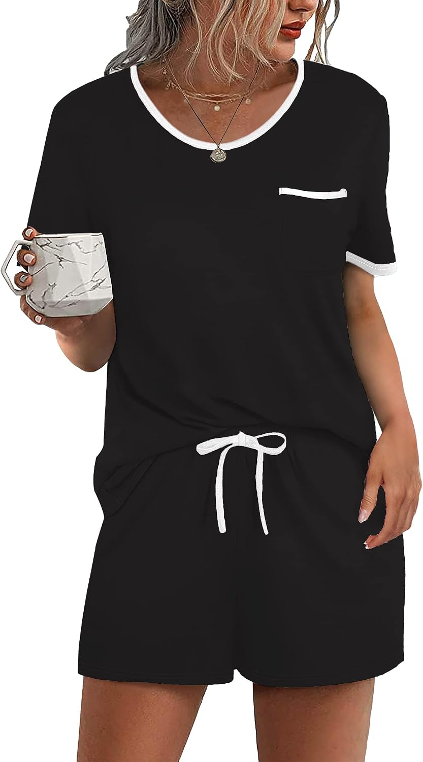 Detalle de Ekouaer Women's Pajama Set with Chest Pocket