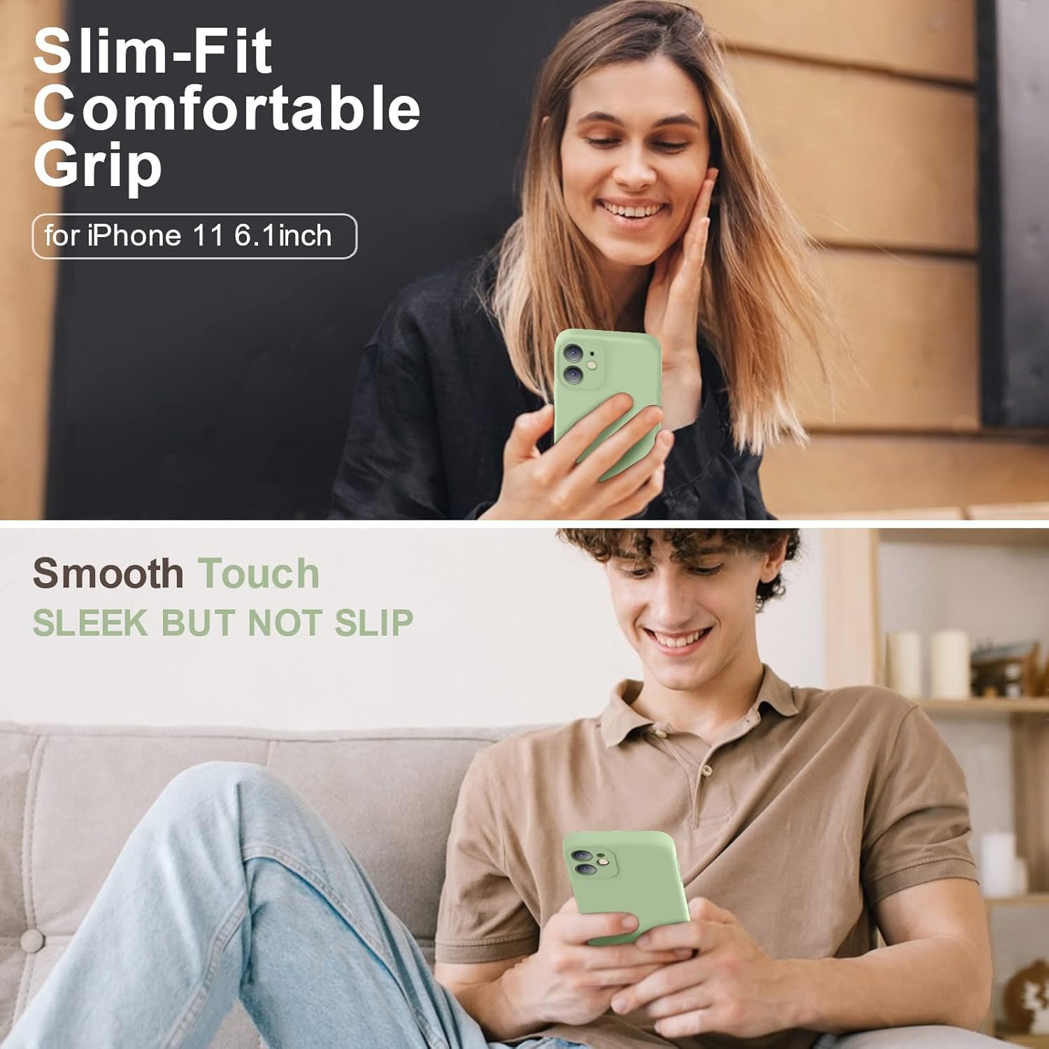 Thumbnail 1 de Vooii iPhone 11 Case in Matcha Green: Upgraded Liquid Silicone with Flat Edges and Full Camera Protection