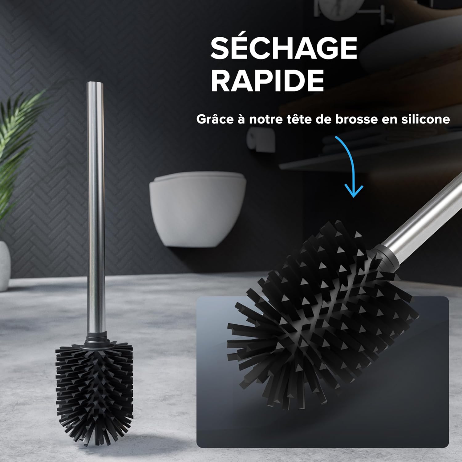 Thumbnail 5 de Lot de 2 brosses de Rechange Vesborg – Manche INOX et tête silicone noire