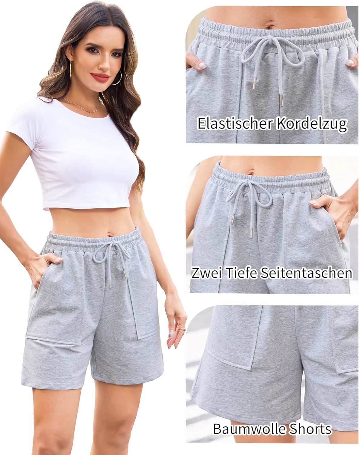Detalle de Wikoan Pantaloncini Sportivi da Donna – Pantaloni della Tuta Estivi, S-XXL
