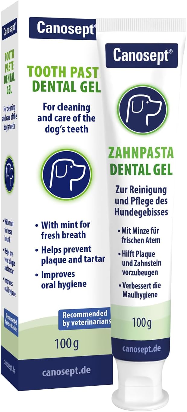 Canosept dentifricio per cani 100g: pulizia denti cane e alito fresco, senza zuccheri, fluoro o xilitolo
