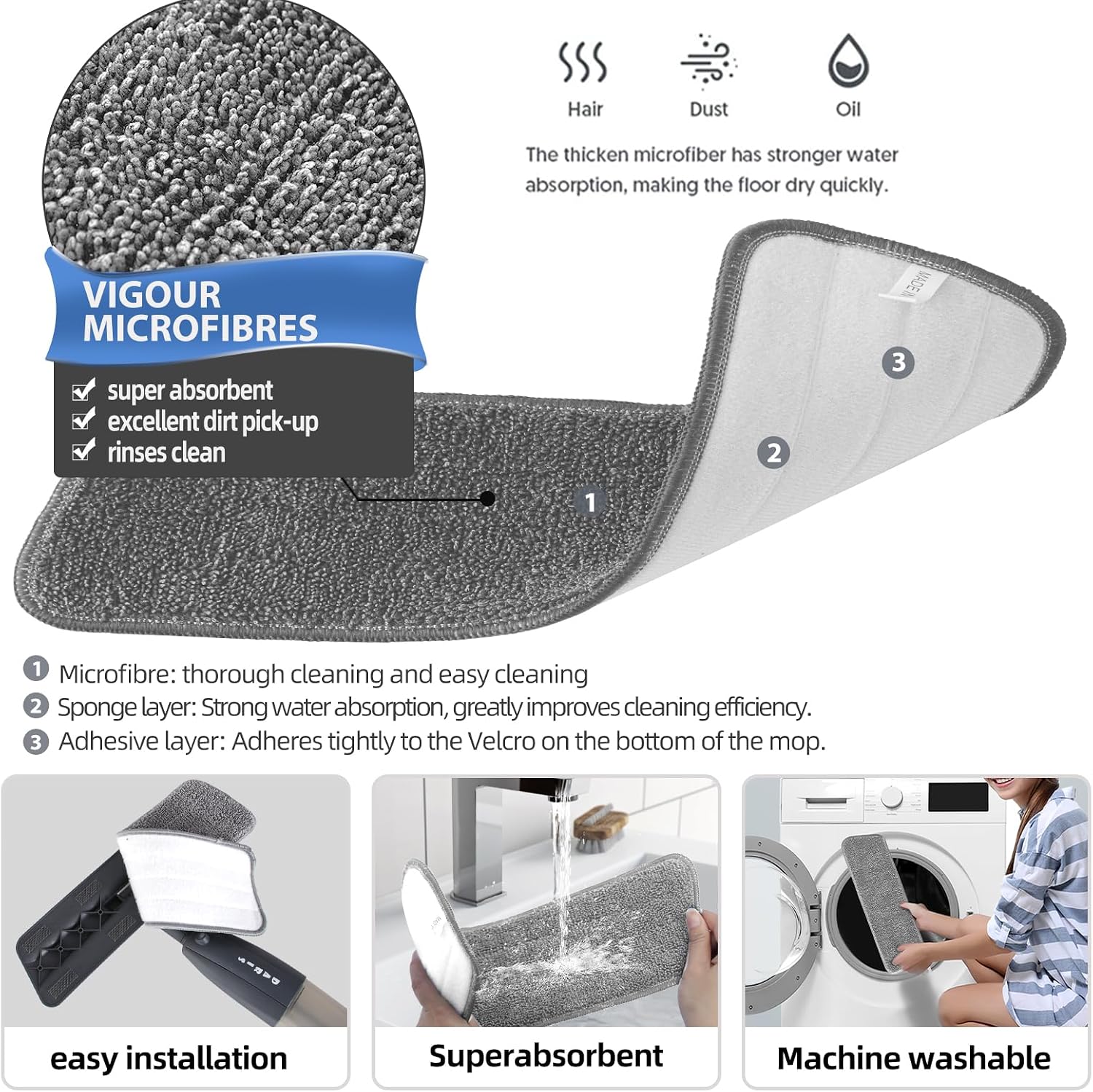 Detalle 2 de Microfibre Spray Mop with 360° Rotating Head