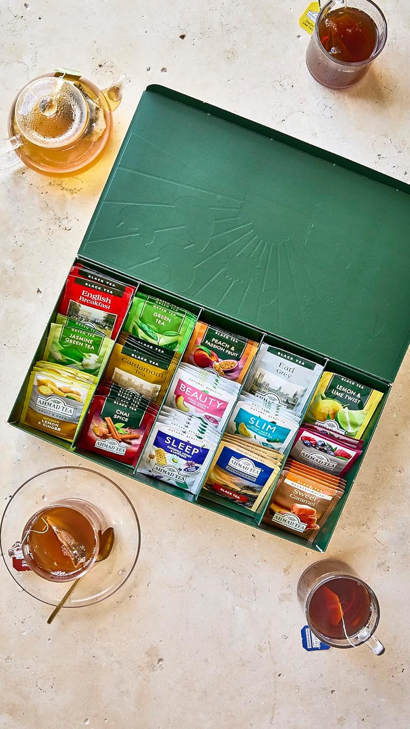 Detalle de Ahmad Tea Assortimento Degustazione 15 Miscele di Tè – Regalo raffinato e variegato per gli amanti del tè
