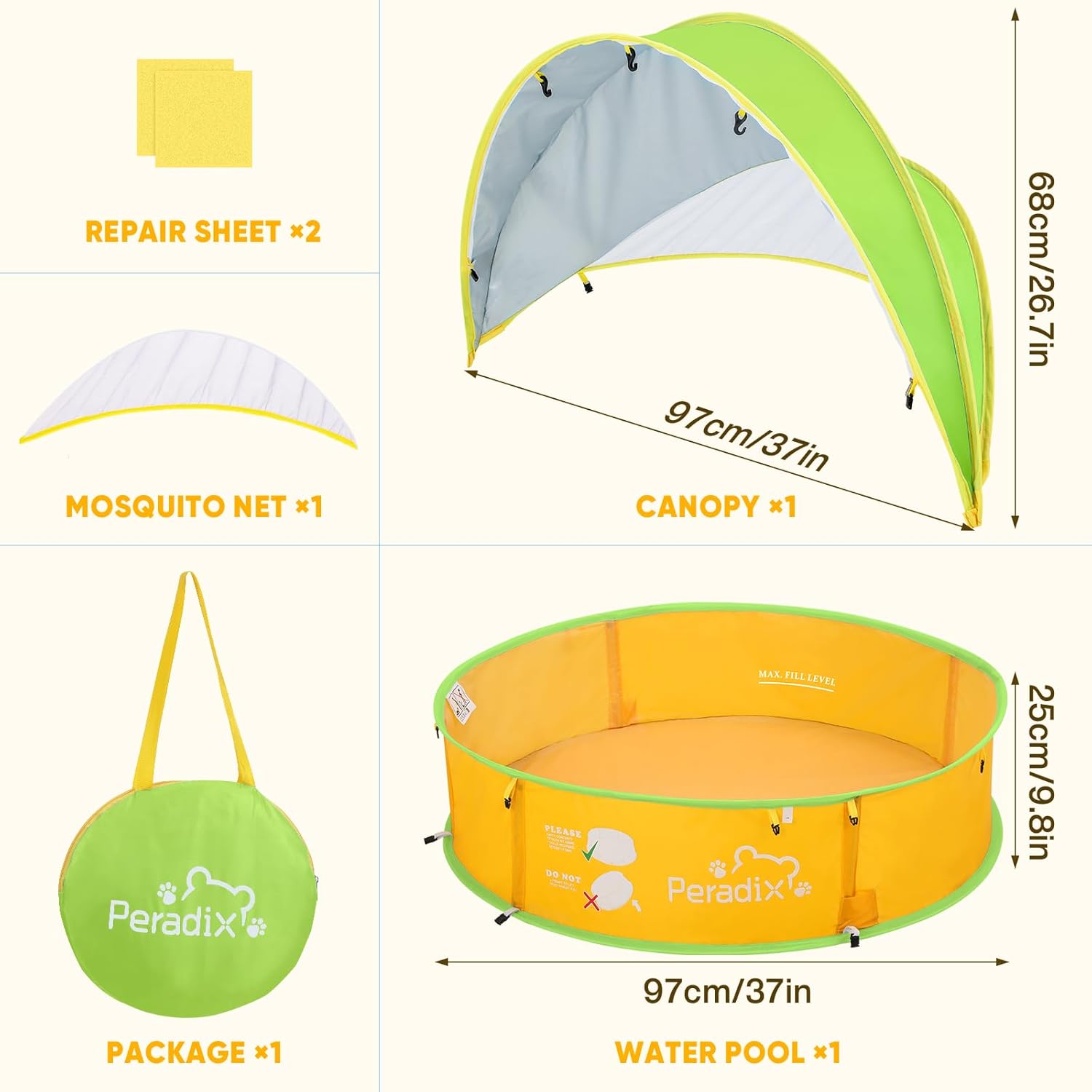 Thumbnail 6 de Peradix 4 in 1 Pop Up Baby Planschbecken – Mobiler Babypool mit UV-Schutz, Zelt, Moskitonetz und Bällebad