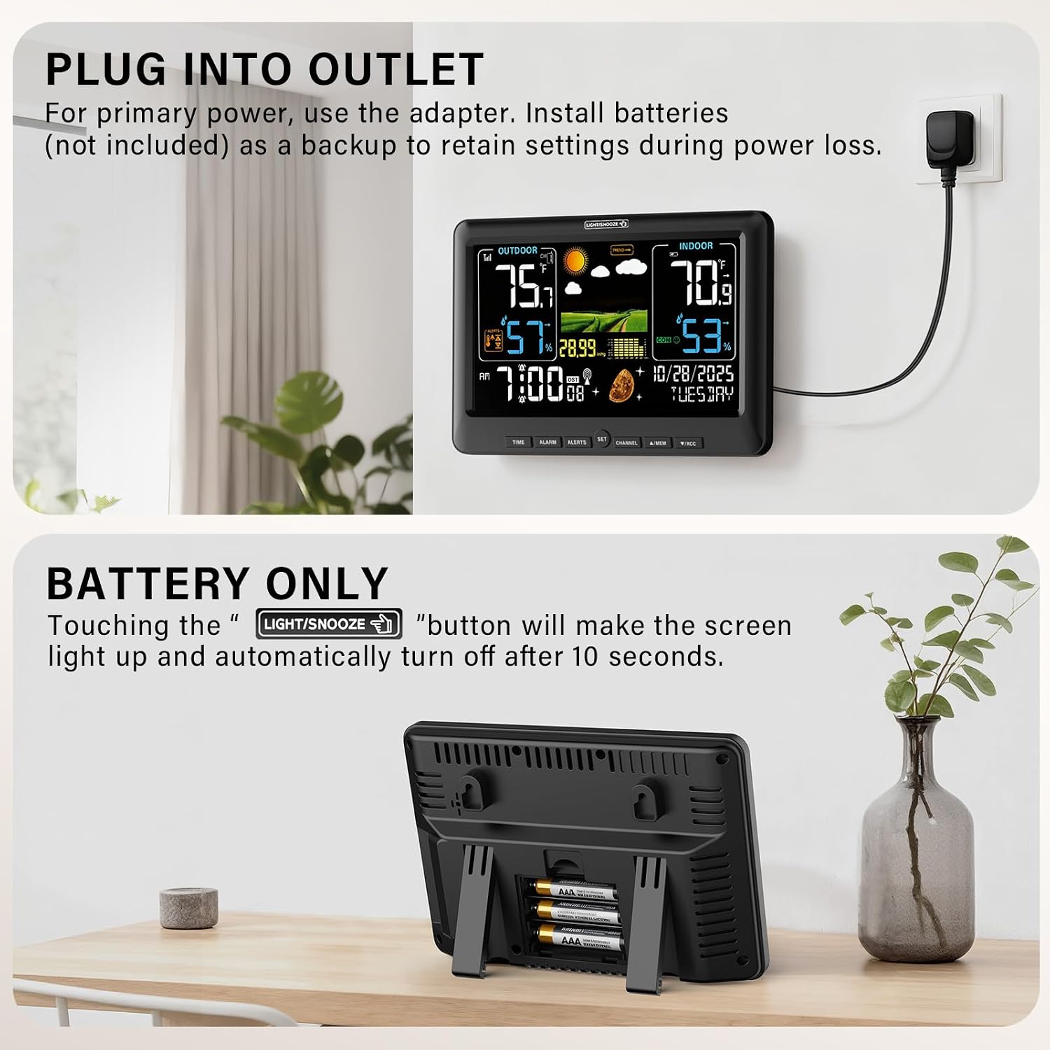 Detalle de BluSon BJ8284 Weather Station with Color Display, Wireless Sensor and Atomic Clock
