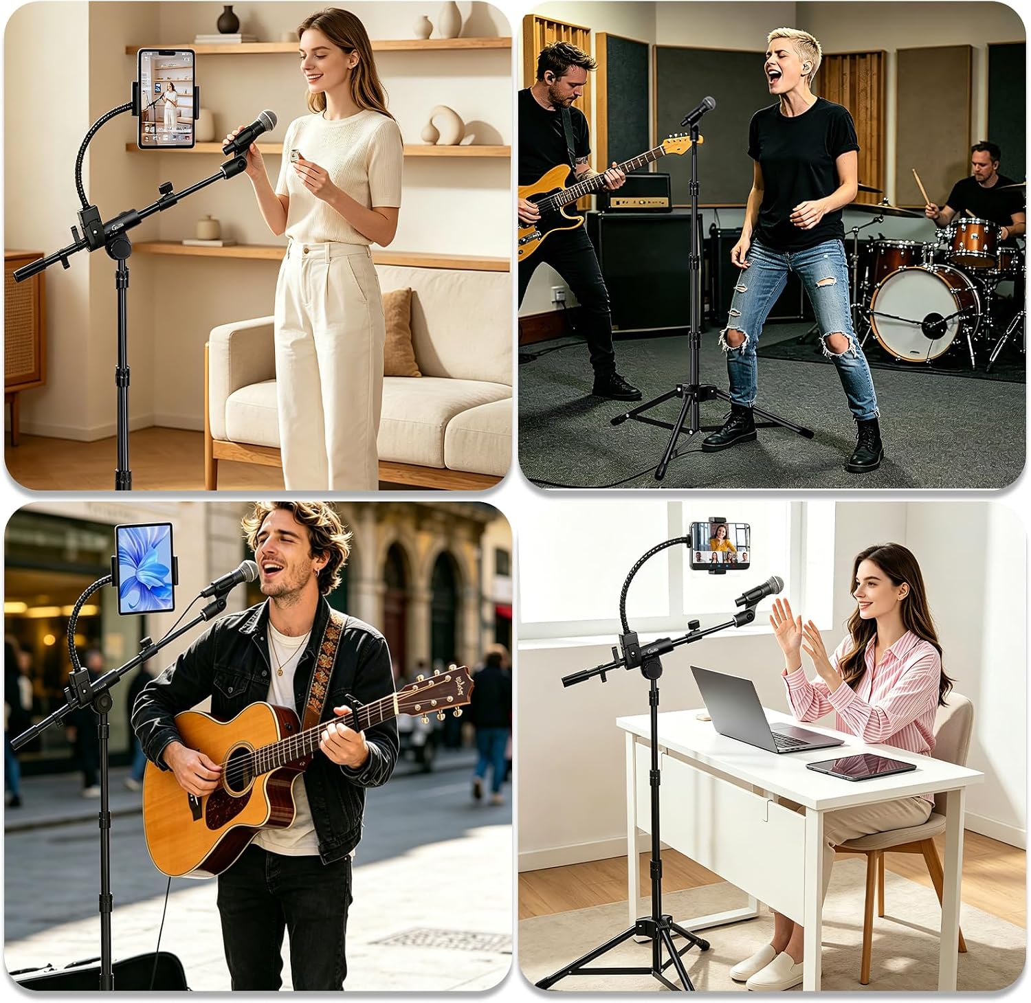 Thumbnail 6 de GUITTO GMS-04 Mikrofonständer mit Doppel-Halter für Smartphone/Tablet – vielseitig einsetzbares Studio-Stativ