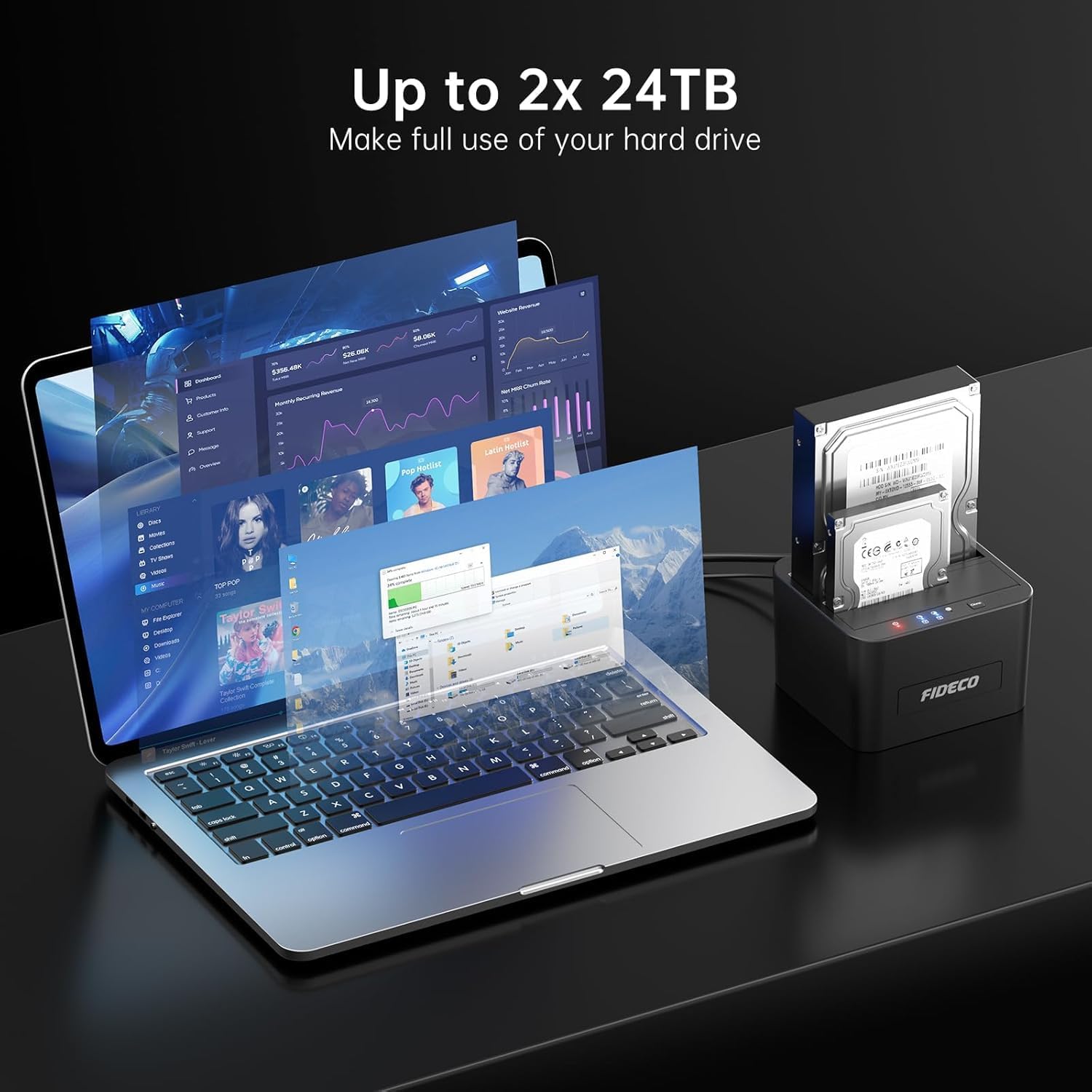 Thumbnail 4 de FIDECO Hard Drive Docking Station dual‑bay, USB 3.0