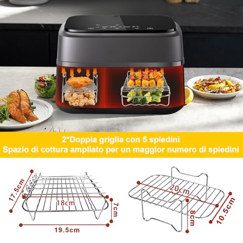 Detalle de YINGRACE Accessori per Philips Airfryer Dual Basket NA350/NA550 in silicone