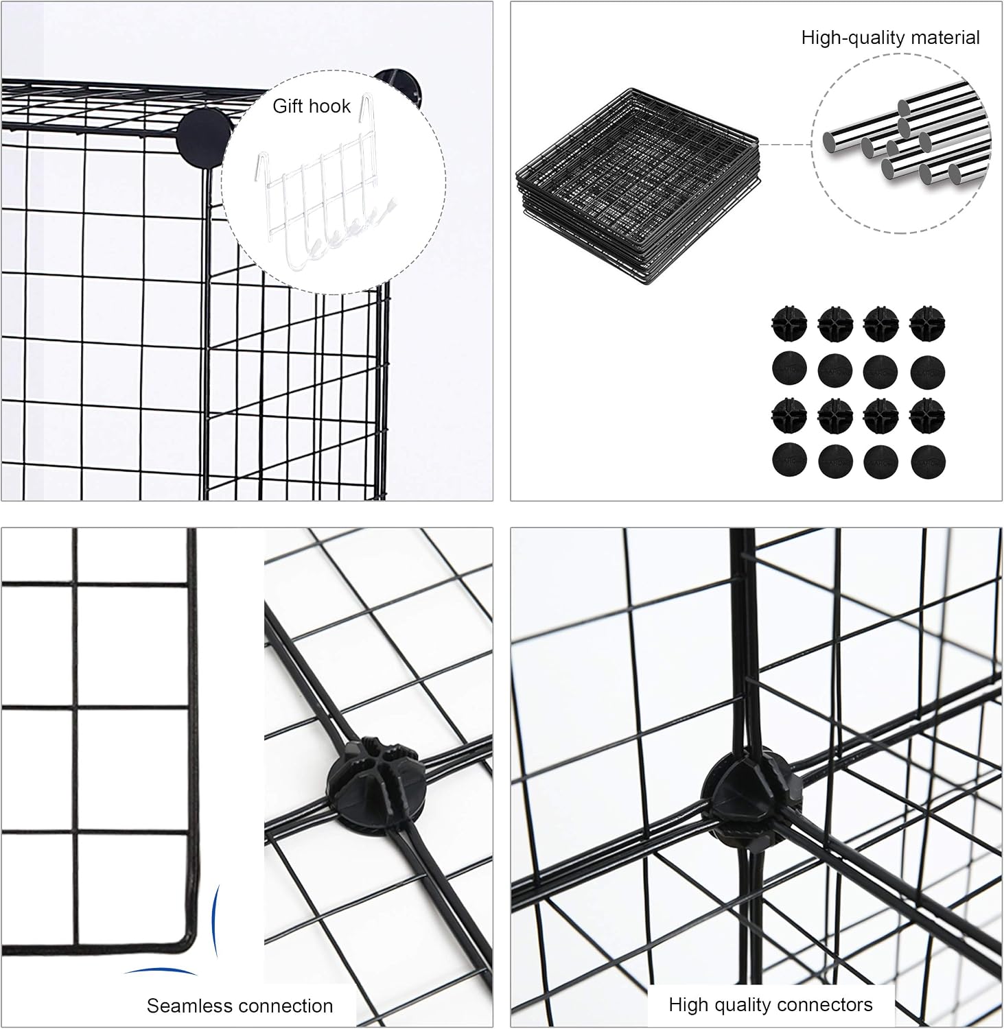 Thumbnail 5 de C&AHOME 8 cubes Wire Cube Storage Organizer, 8-Cube Black Metal Shelving