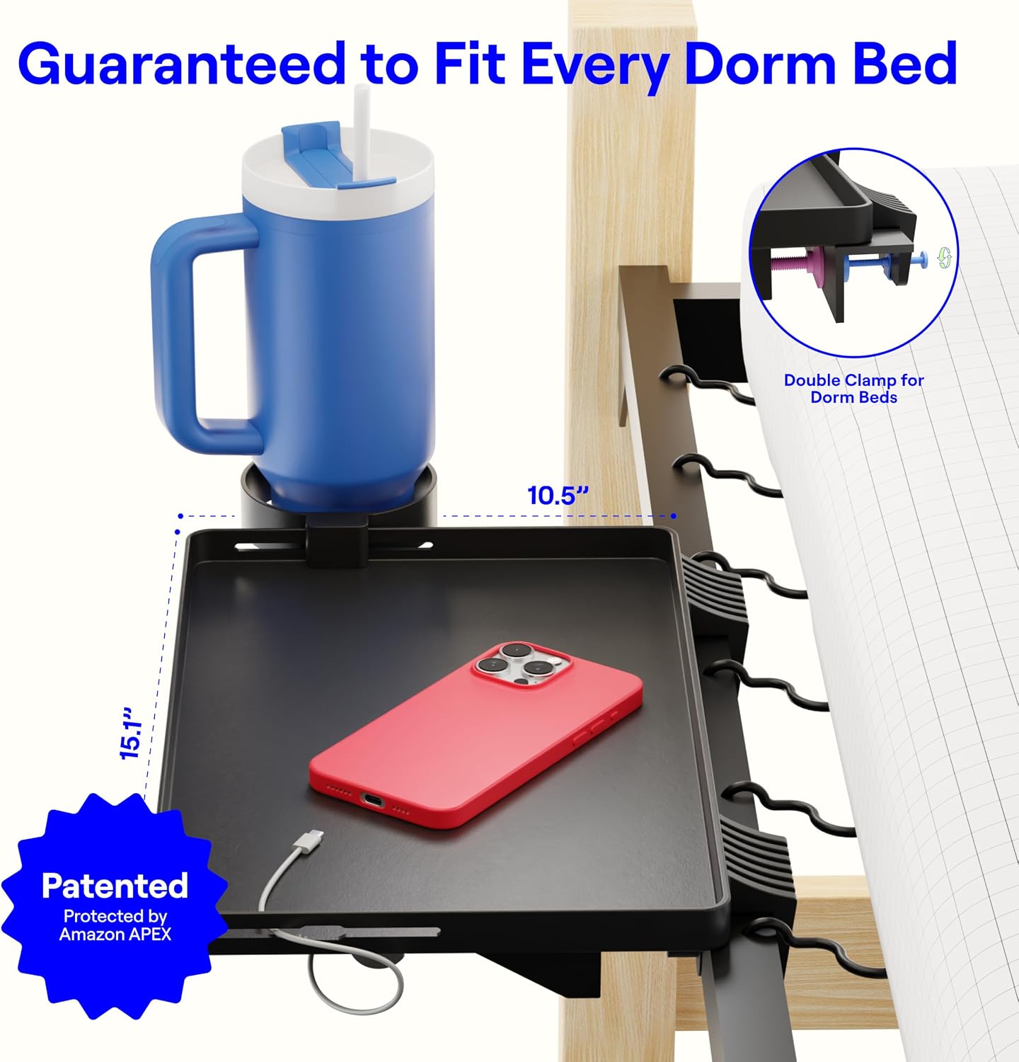 Thumbnail 1 de BedShelfie Bedside Shelf for Dorm Room Bunk Bed & Top Bunk
