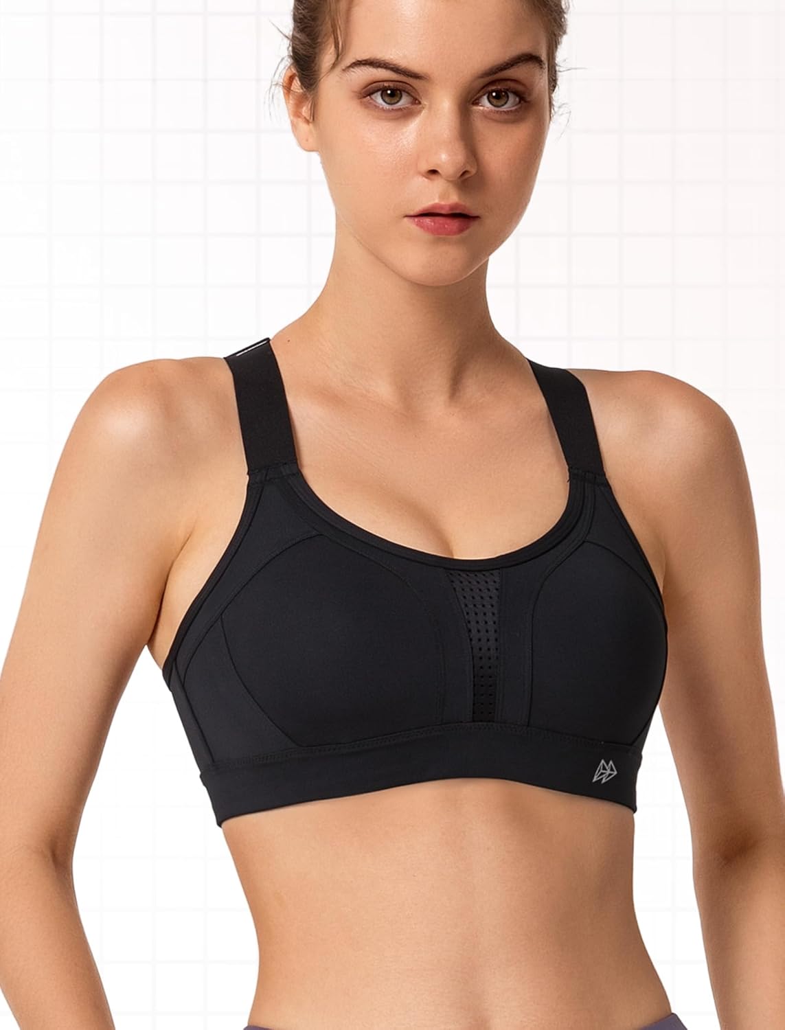 Detalle de Yvette Sport BH Starker Halt Verstellbare Träger Gekreuzt Rücken Große Größen – Fitness, Lauf & Yoga