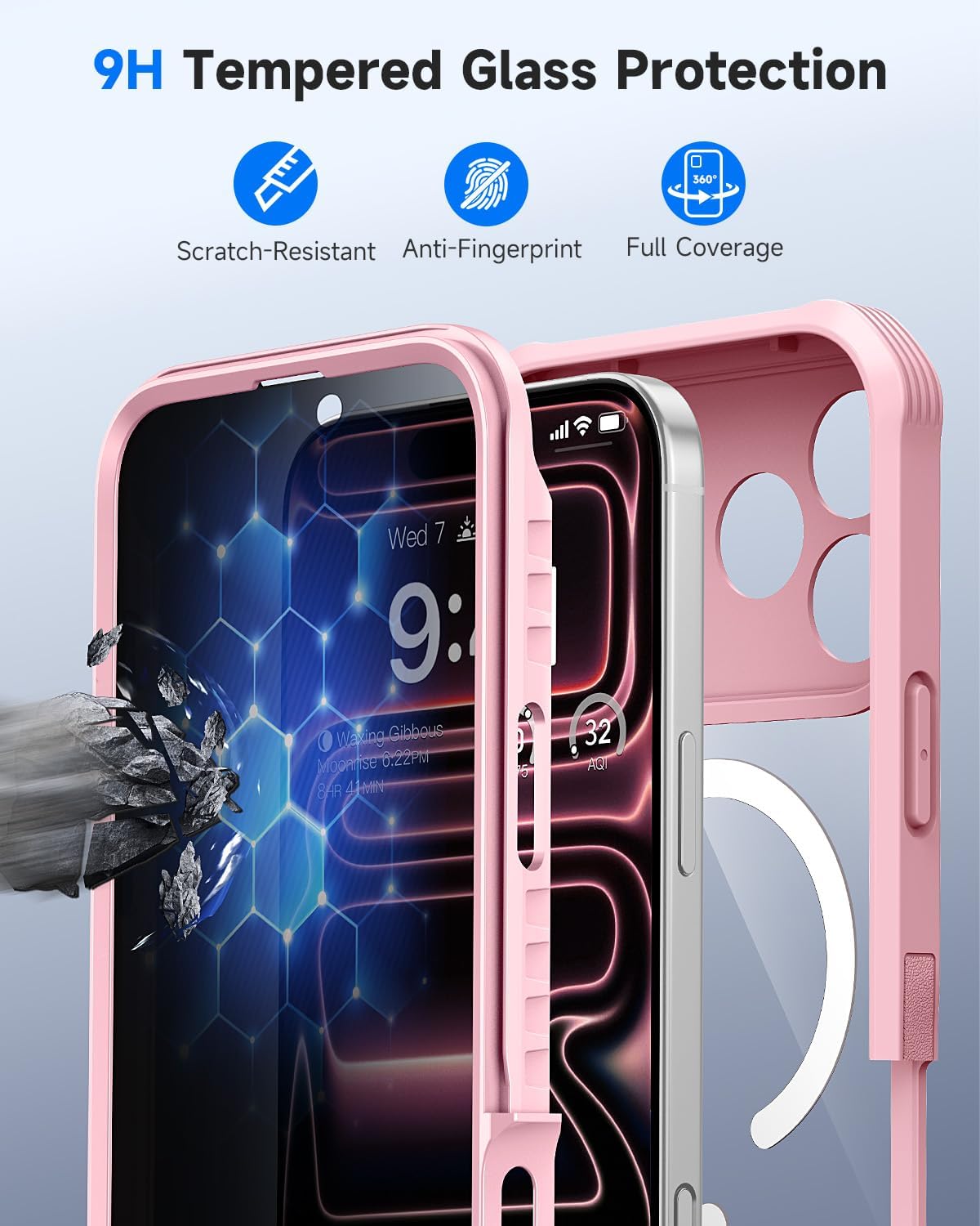 Detalle de iPhone 17 Pro Max privacy case 9H