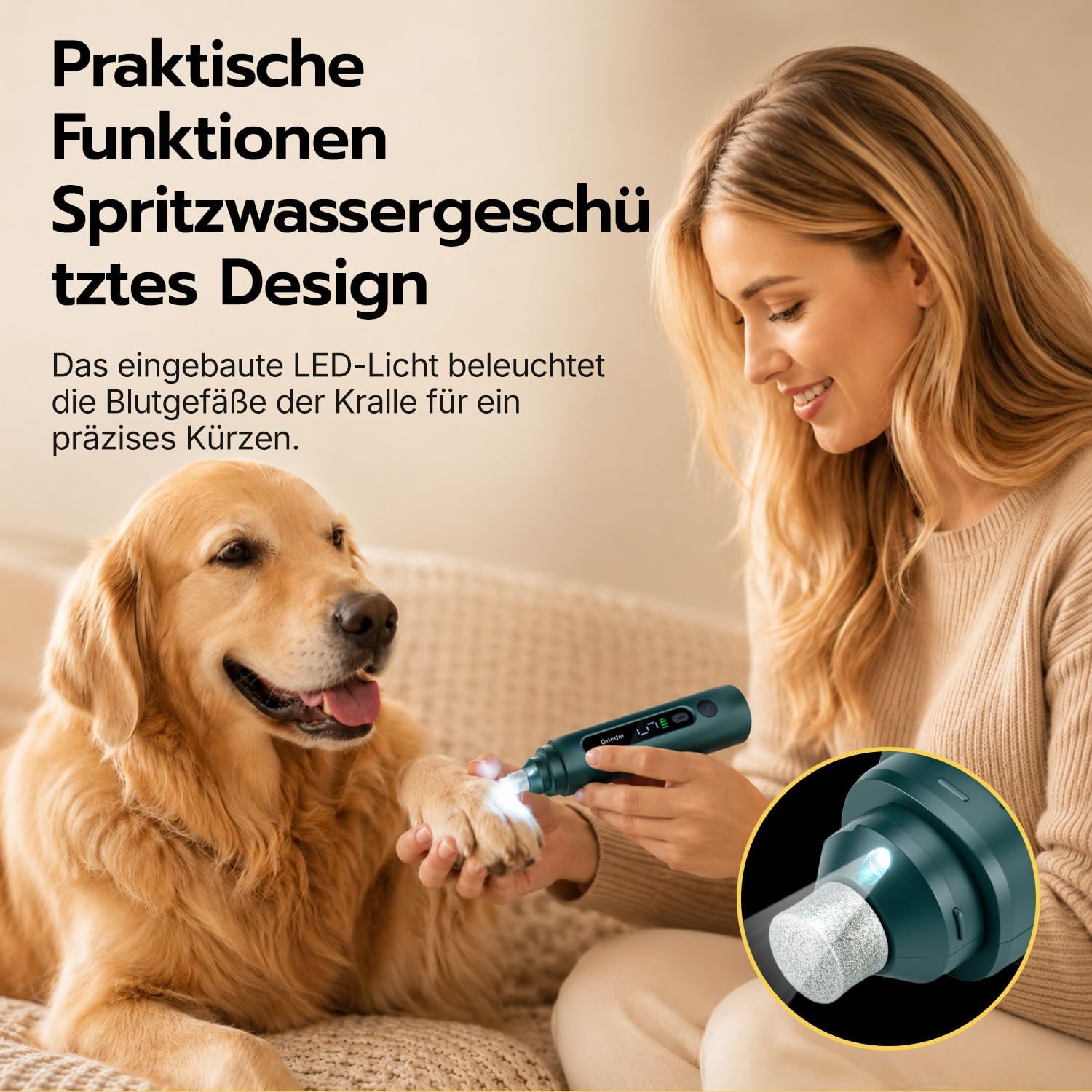 Thumbnail 6 de Tolesum Krallenschleifer für Hunde – LED-Beleuchtung, 5 Geschwindigkeiten, leiser Betrieb (45–58 dB) für Hunde und Katzen