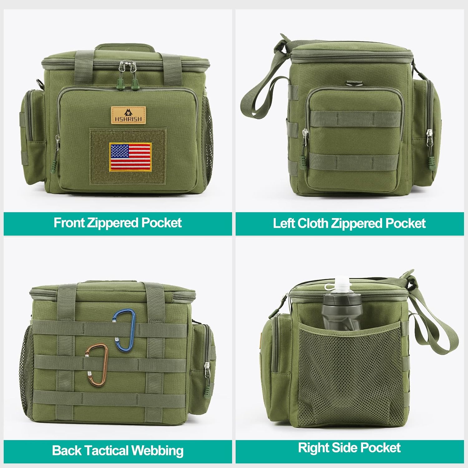 Thumbnail 5 de HSHRISH 12L Tactical Lunch Bag for Men (Army green) – insulated, waterproof cooler bag