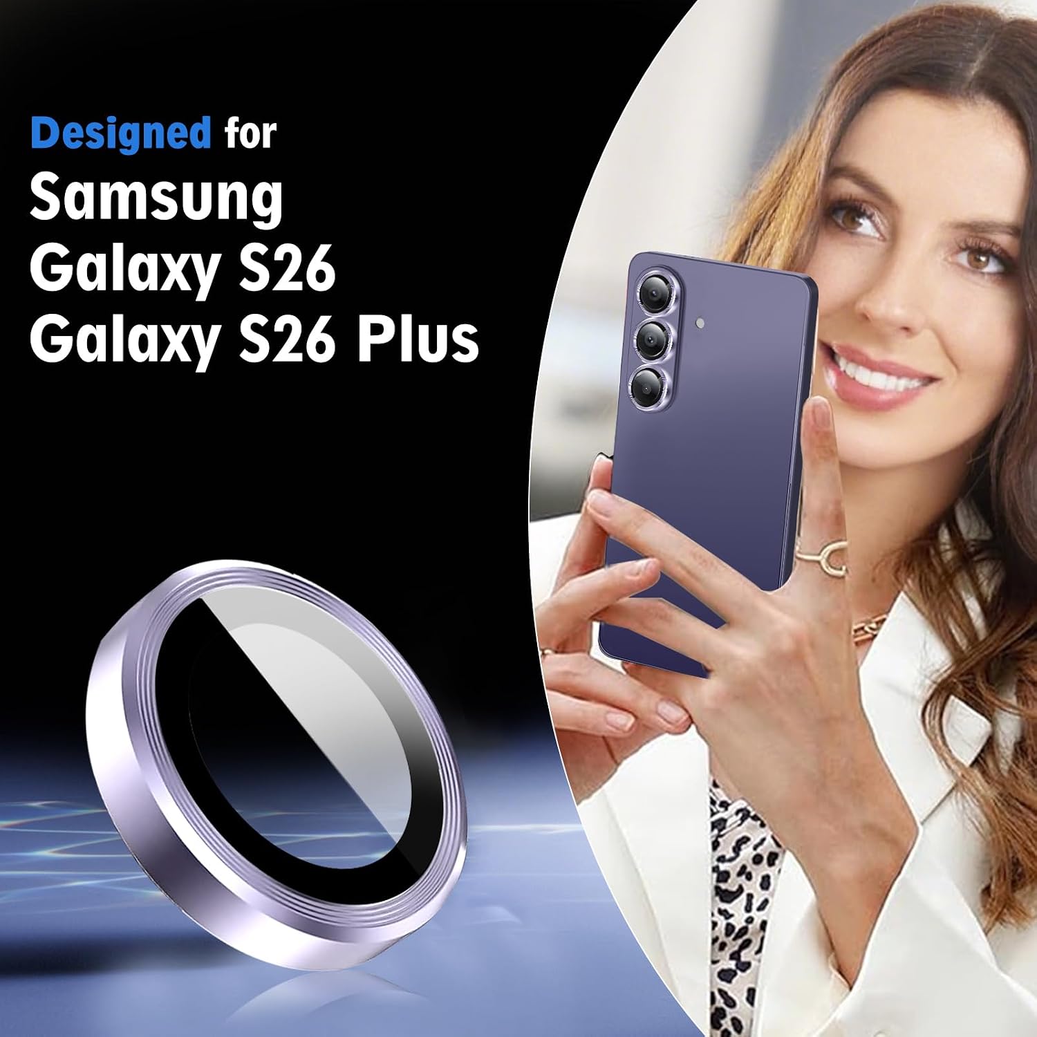 Detalle 2 de SiHPuoy Camera Lens Protector for Galaxy S26/S26 Plus, Purple, 9H Glass