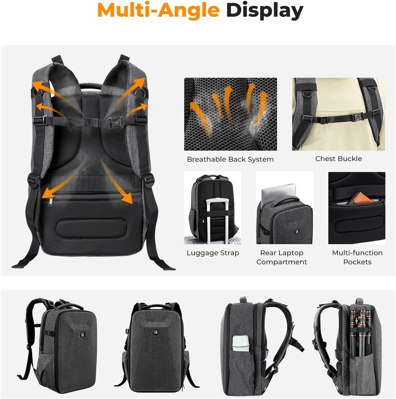 Thumbnail 3 de K&F CONCEPT Kamerarucksack mit Hartschale – Schutz, Modularität und Laptopfach bis 15,6 Zoll