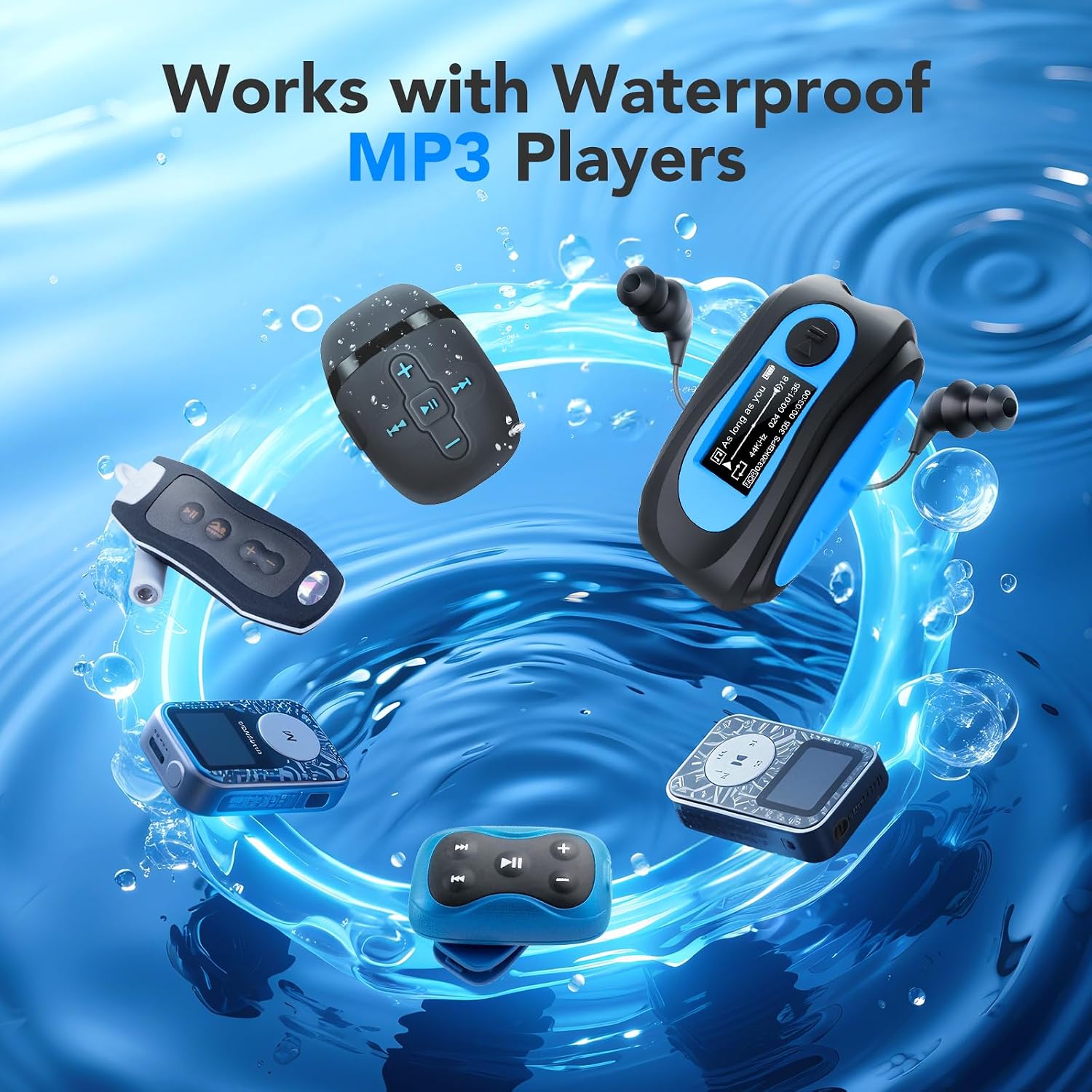Detalle de AGPTEK Waterproof Earphones for Swimming – IPX8, 3.5mm Wired Earbuds for Sports