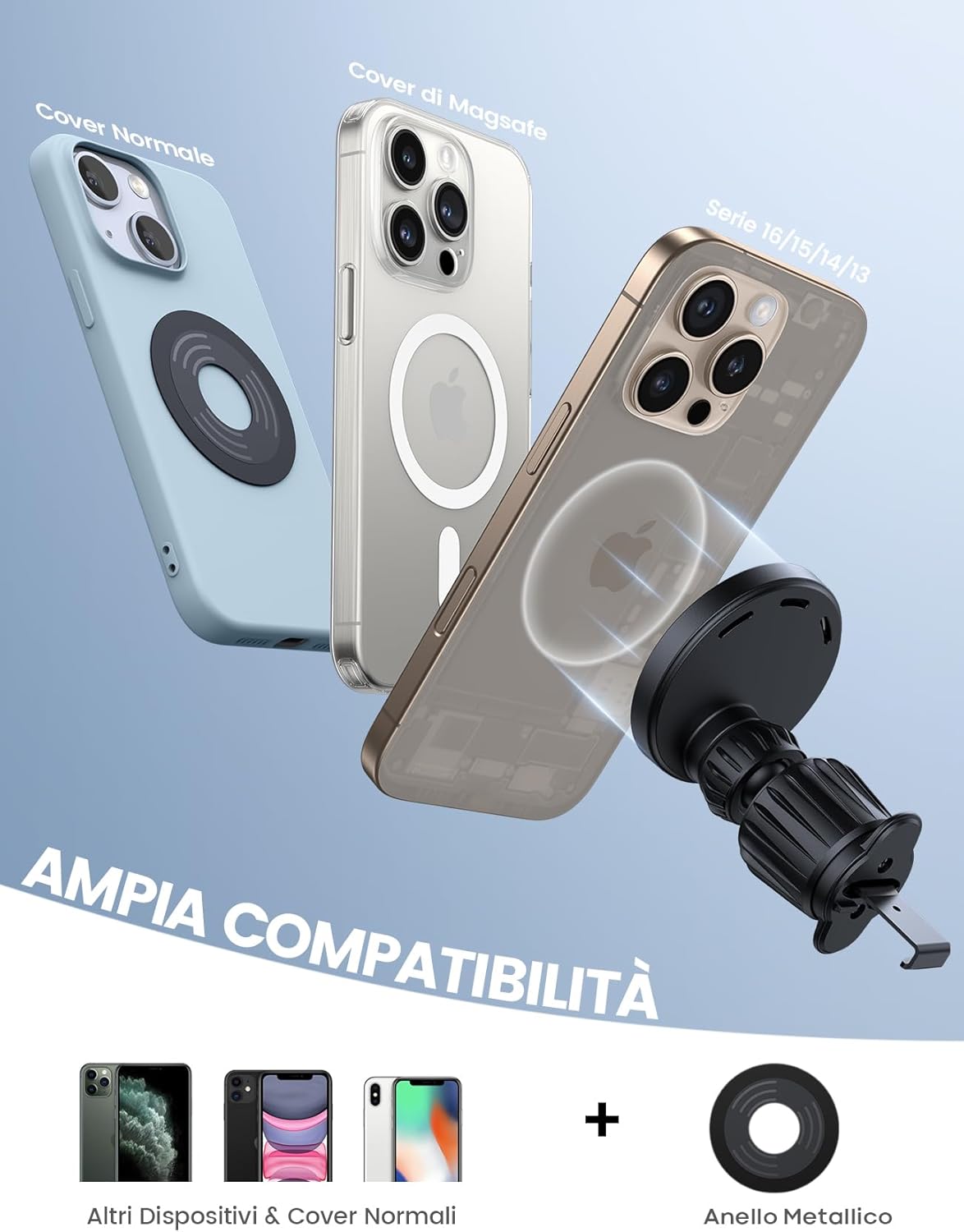 Thumbnail 5 de Lamicall 15W Caricatore Wireless Auto MagSafe