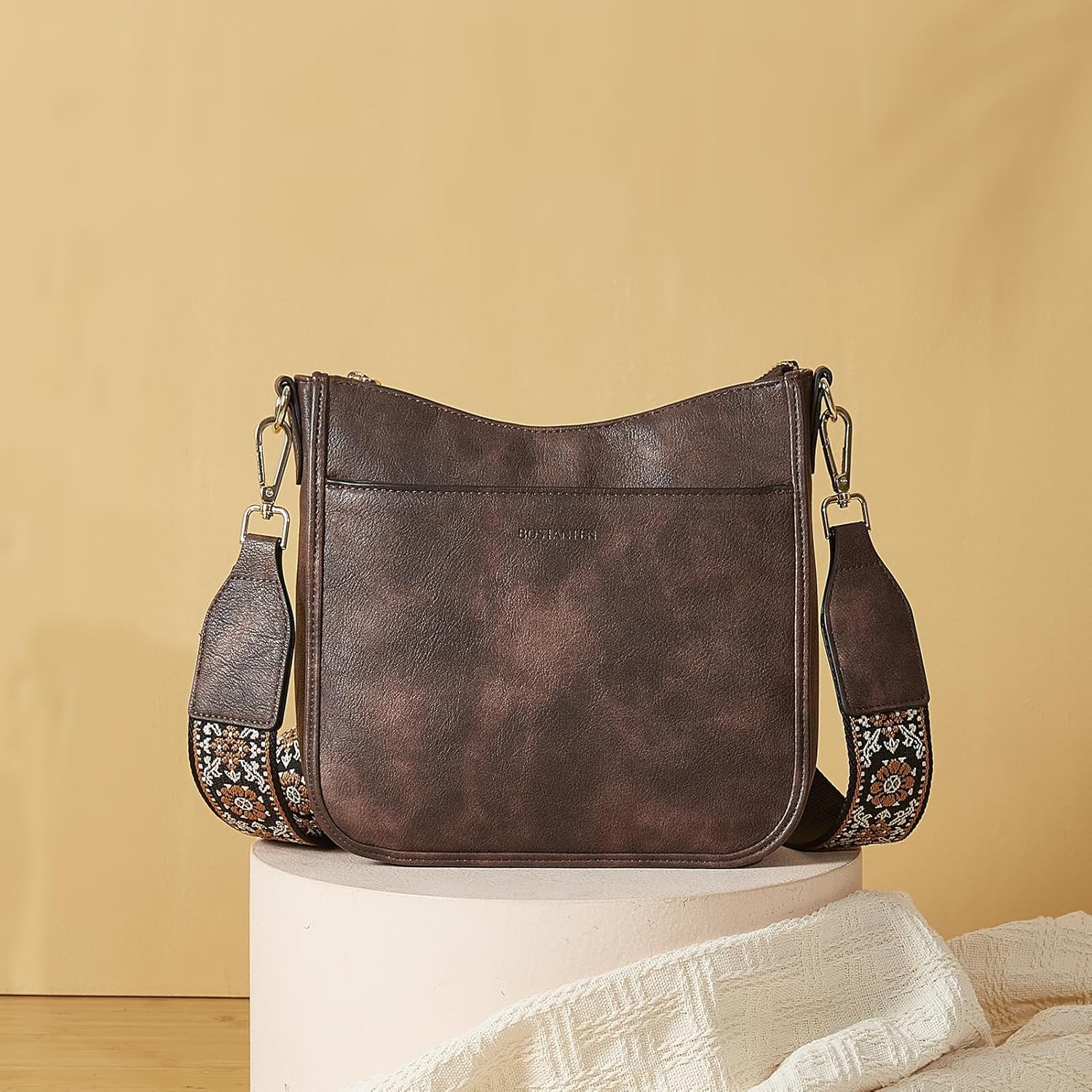 Thumbnail 2 de BOSTANTEN Crossbody Bags for Women – Vegan PU Leather Hobo with Wide 5cm Strap in Coffee