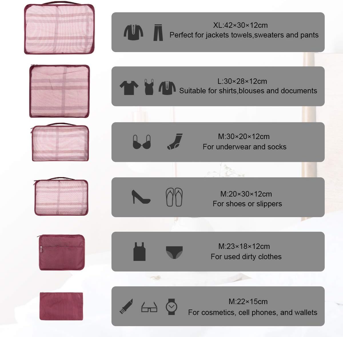 Thumbnail 3 de Packing Cubes for Suitcase 10 Sizes