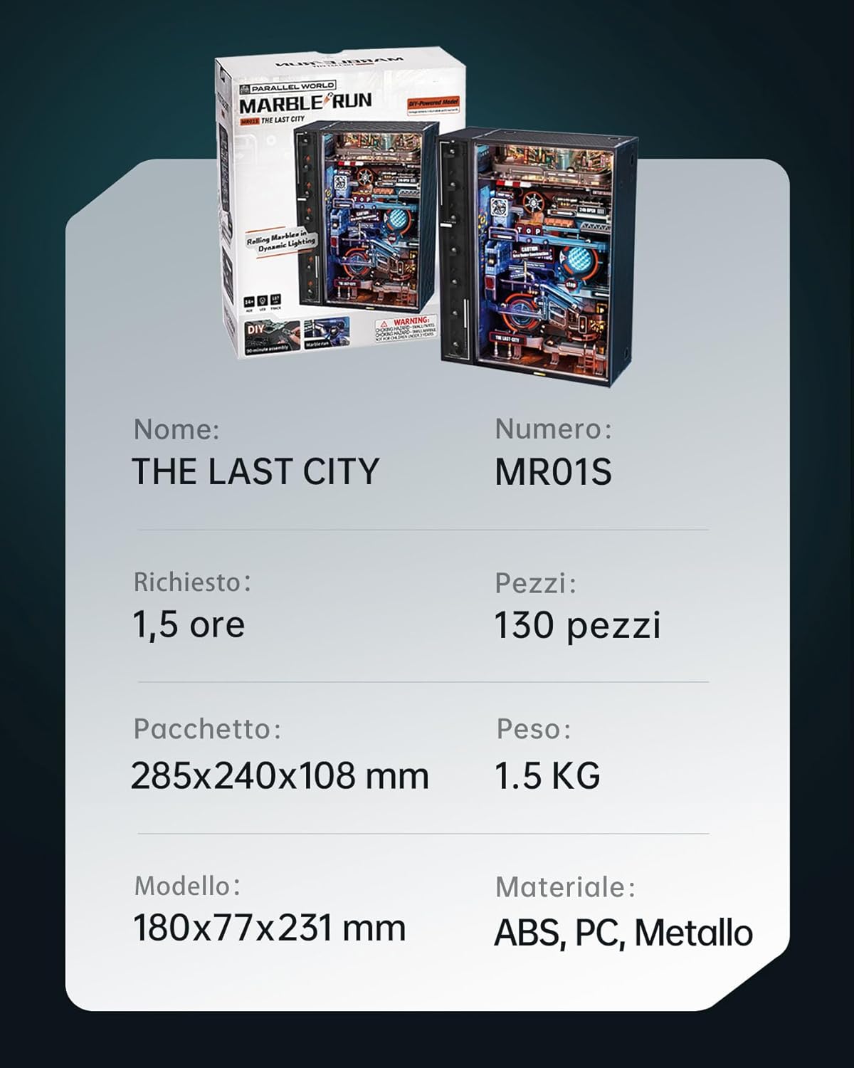 Thumbnail 5 de ROBOTIME Puzzle 3D MR01S “Last City” con piste per biglie e luci LED dinamiche